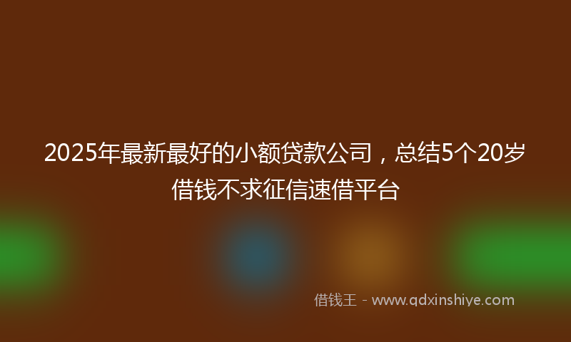 2025年最新最好的小额贷款公司，总结5个20岁借钱不求征信速借平台