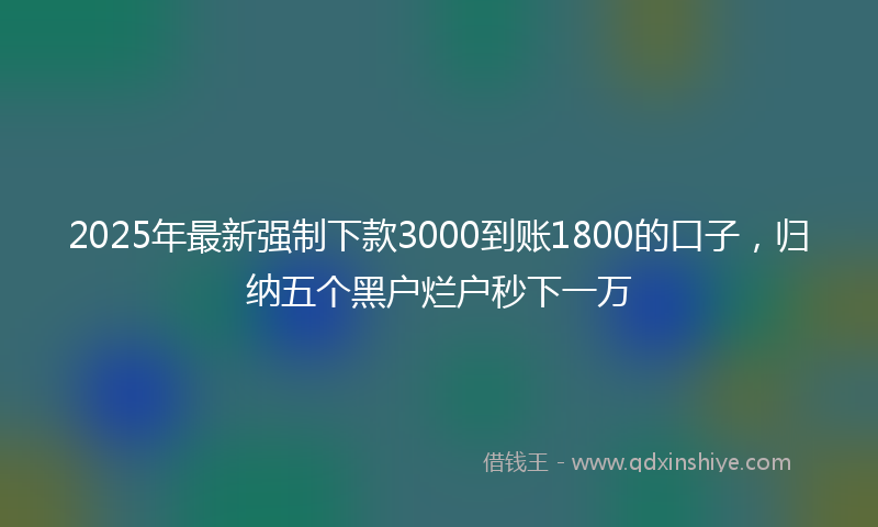2025年最新强制下款3000到账1800的口子，归纳五个黑户烂户秒下一万