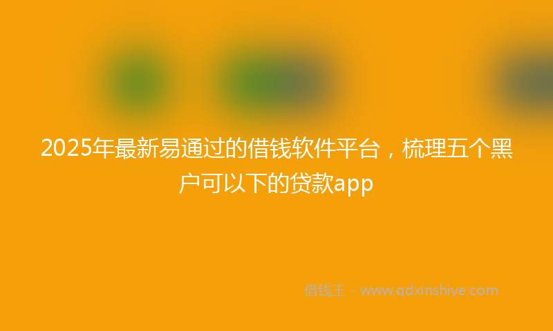 2025年最新易通过的借钱软件平台，梳理五个黑户可以下的贷款app
