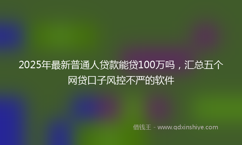2025年最新普通人贷款能贷100万吗，汇总五个网贷口子风控不严的软件