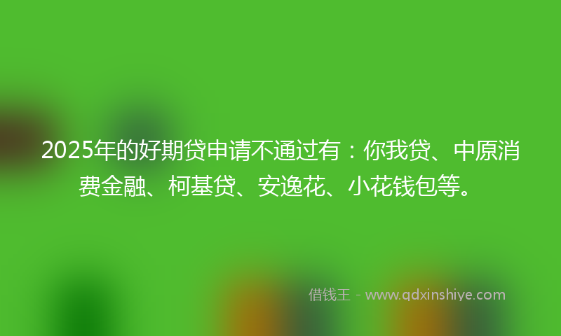 2025年的好期贷申请不通过有：你我贷、中原消费金融、柯基贷、安逸花、小花钱包等。