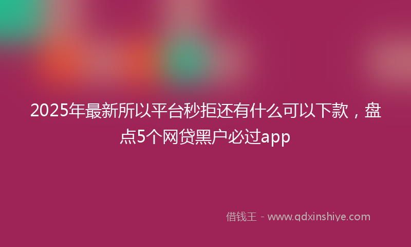 2025年最新所以平台秒拒还有什么可以下款，盘点5个网贷黑户必过app
