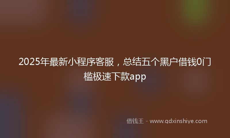 2025年最新小程序客服，总结五个黑户借钱0门槛极速下款app