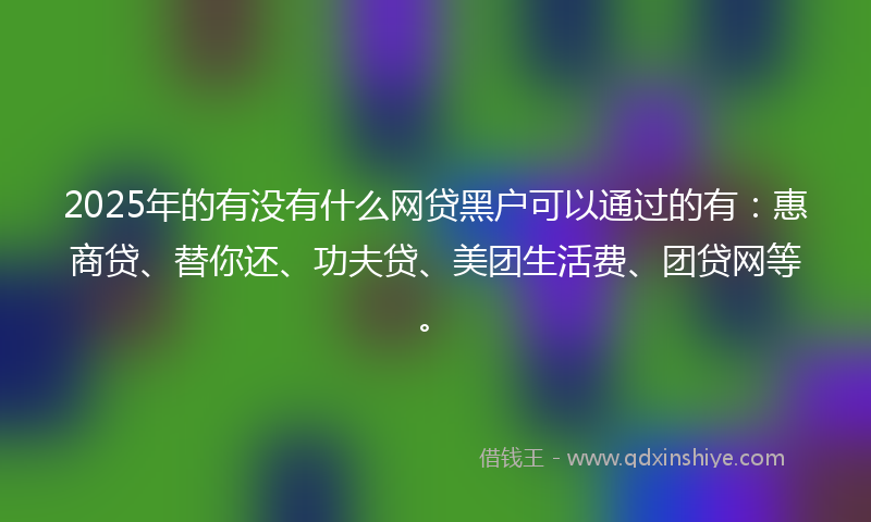 2025年的有没有什么网贷黑户可以通过的有：惠商贷、替你还、功夫贷、美团生活费、团贷网等。