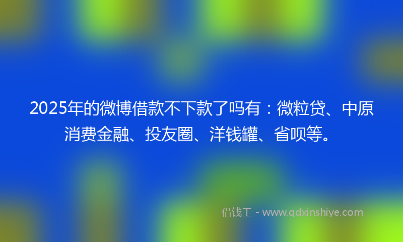 2025年的微博借款不下款了吗有：微粒贷、中原消费金融、投友圈、洋钱罐、省呗等。
