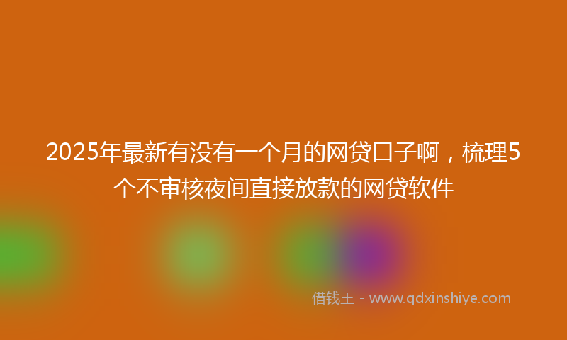 2025年最新有没有一个月的网贷口子啊，梳理5个不审核夜间直接放款的网贷软件