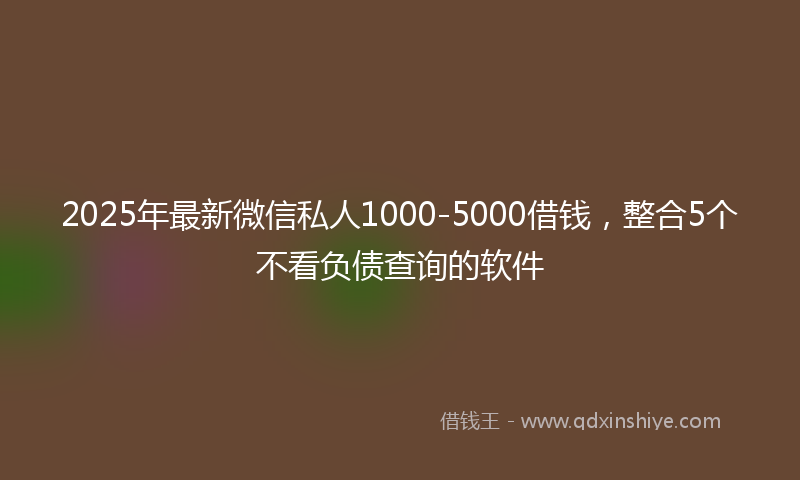 2025年最新微信私人1000-5000借钱，整合5个不看负债查询的软件
