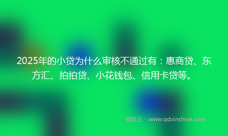 2025年的小贷为什么审核不通过有：惠商贷、东方汇、拍拍贷、小花钱包、信用卡贷等。