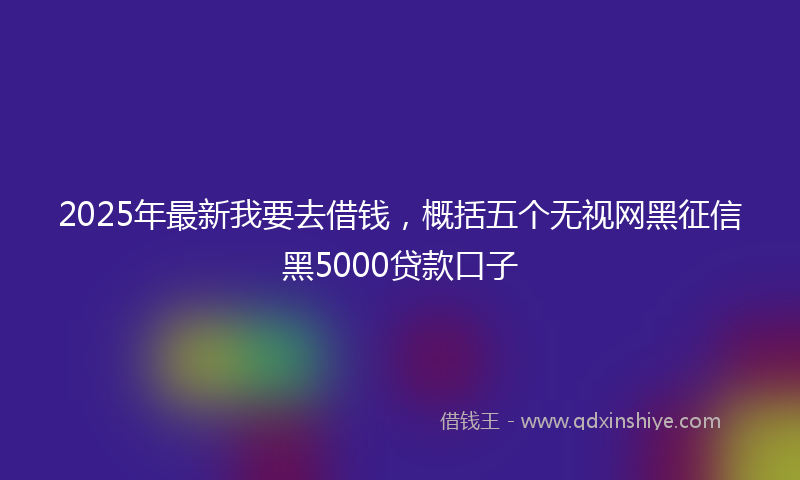 2025年最新我要去借钱，概括五个无视网黑征信黑5000贷款口子