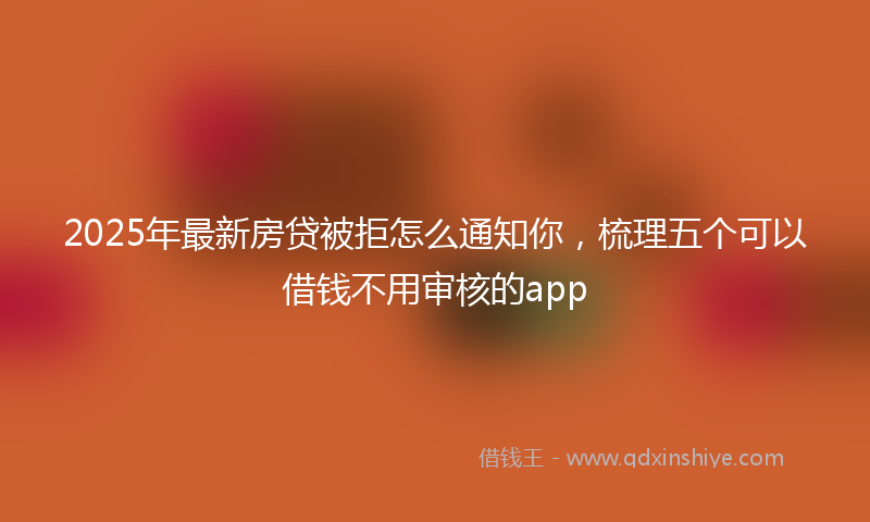 2025年最新房贷被拒怎么通知你，梳理五个可以借钱不用审核的app