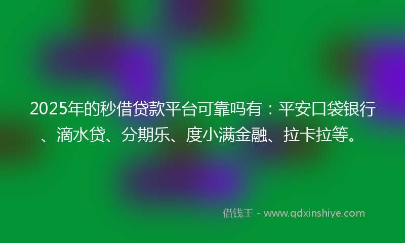 2025年的秒借贷款平台可靠吗有：平安口袋银行、滴水贷、分期乐、度小满金融、拉卡拉等。