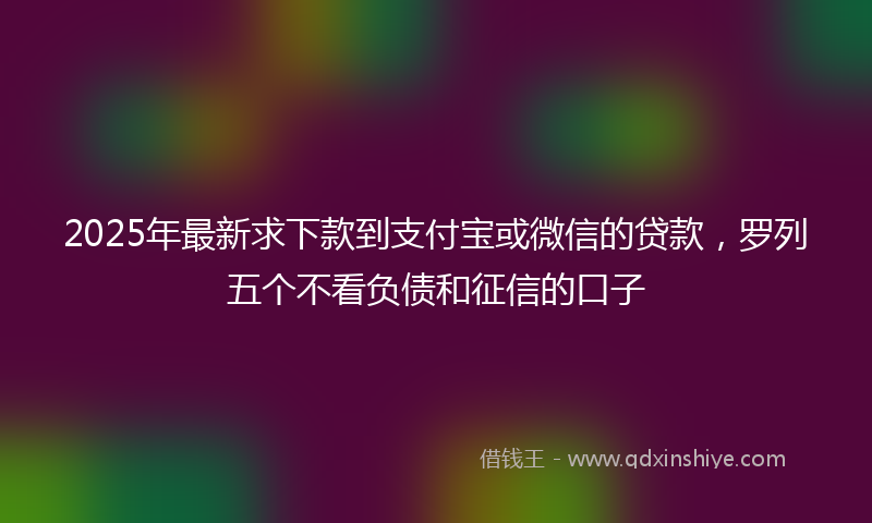 2025年最新求下款到支付宝或微信的贷款，罗列五个不看负债和征信的口子