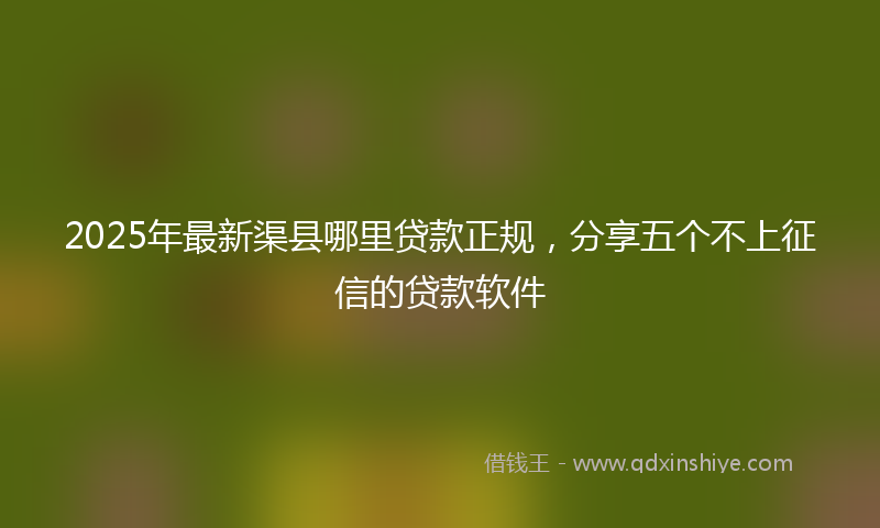 2025年最新渠县哪里贷款正规，分享五个不上征信的贷款软件