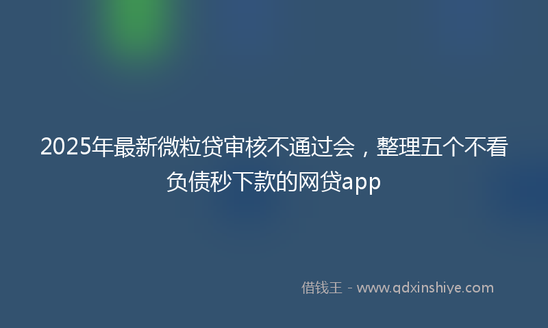 2025年最新微粒贷审核不通过会，整理五个不看负债秒下款的网贷app
