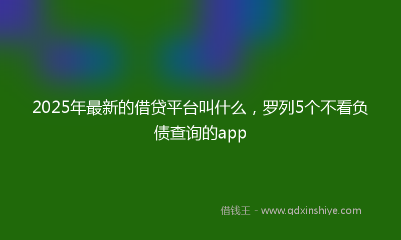 2025年最新的借贷平台叫什么，罗列5个不看负债查询的app