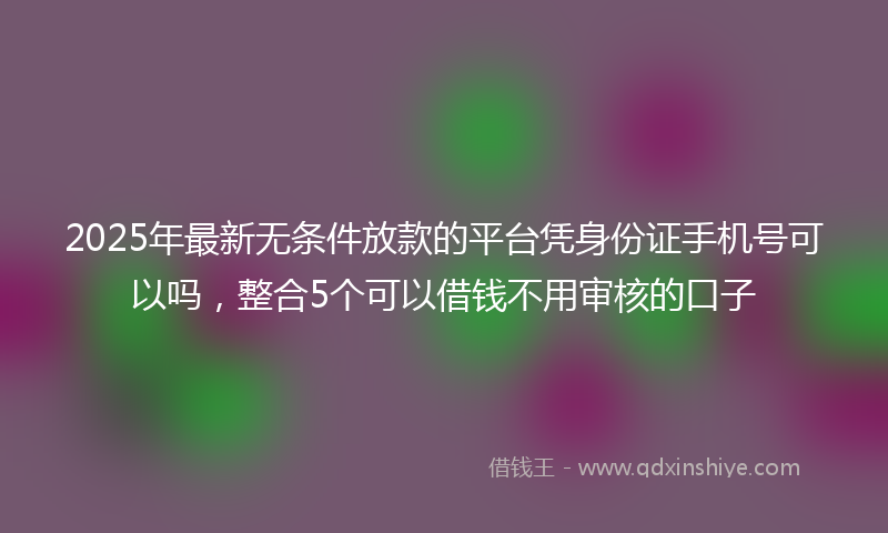 2025年最新无条件放款的平台凭身份证手机号可以吗，整合5个可以借钱不用审核的口子