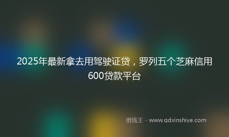 2025年最新拿去用驾驶证贷，罗列五个芝麻信用600贷款平台