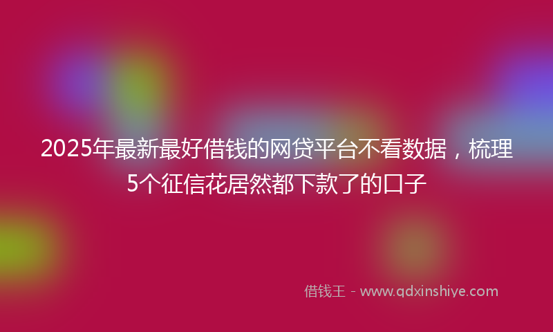 2025年最新最好借钱的网贷平台不看数据，梳理5个征信花居然都下款了的口子