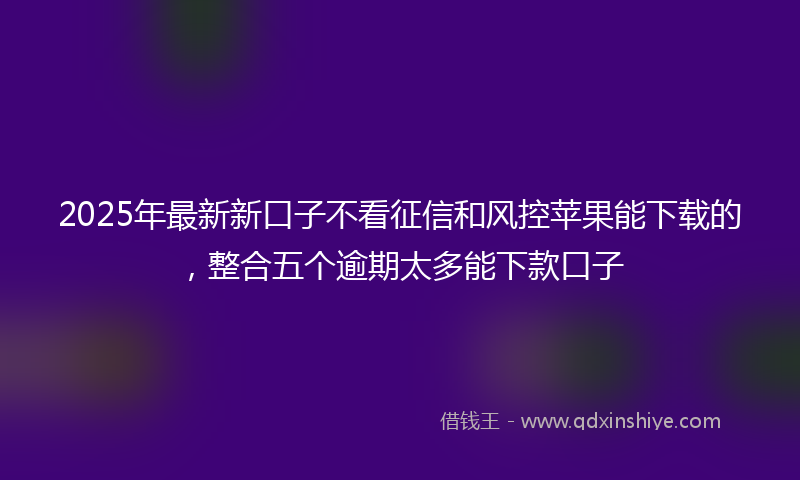 2025年最新新口子不看征信和风控苹果能下载的，整合五个逾期太多能下款口子