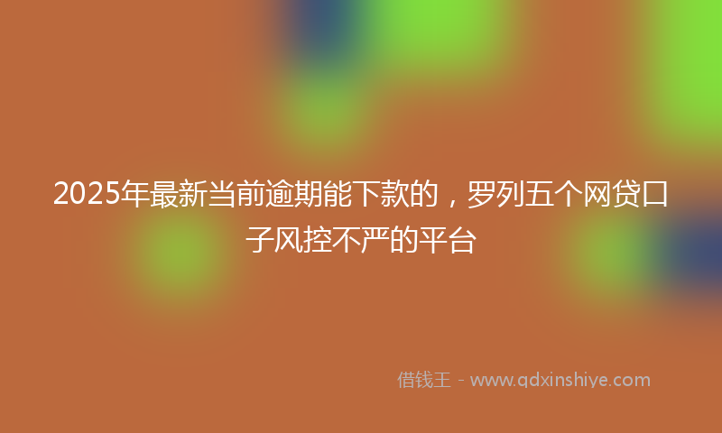 2025年最新当前逾期能下款的，罗列五个网贷口子风控不严的平台
