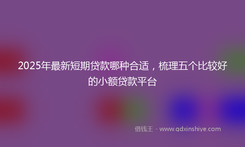 2025年最新短期贷款哪种合适，梳理五个比较好的小额贷款平台