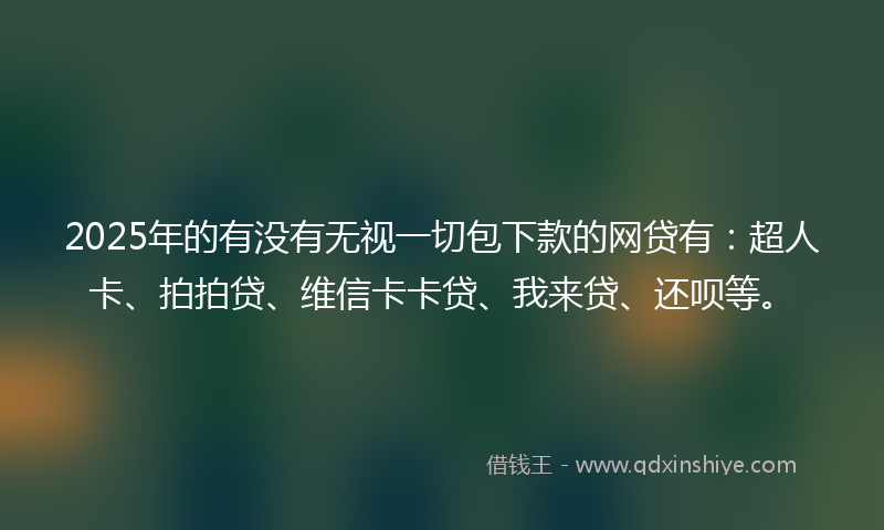 2025年的有没有无视一切包下款的网贷有：超人卡、拍拍贷、维信卡卡贷、我来贷、还呗等。