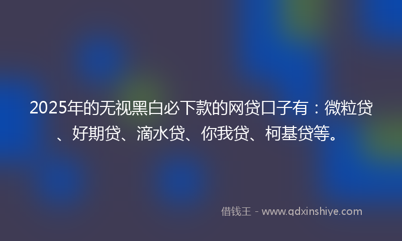 2025年的无视黑白必下款的网贷口子有：微粒贷、好期贷、滴水贷、你我贷、柯基贷等。