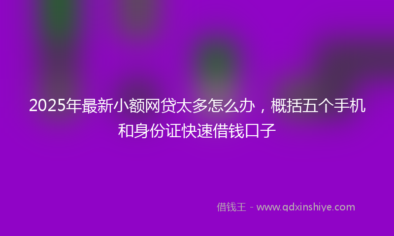 2025年最新小额网贷太多怎么办，概括五个手机和身份证快速借钱口子