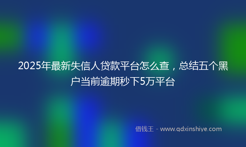 2025年最新失信人贷款平台怎么查，总结五个黑户当前逾期秒下5万平台