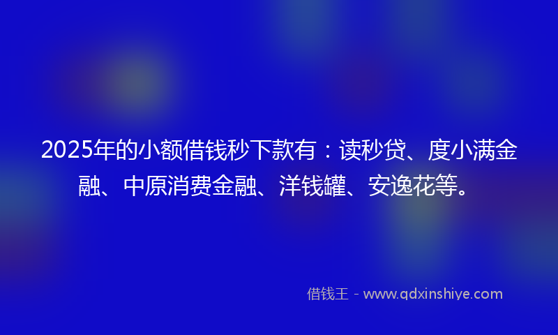 2025年的小额借钱秒下款有：读秒贷、度小满金融、中原消费金融、洋钱罐、安逸花等。