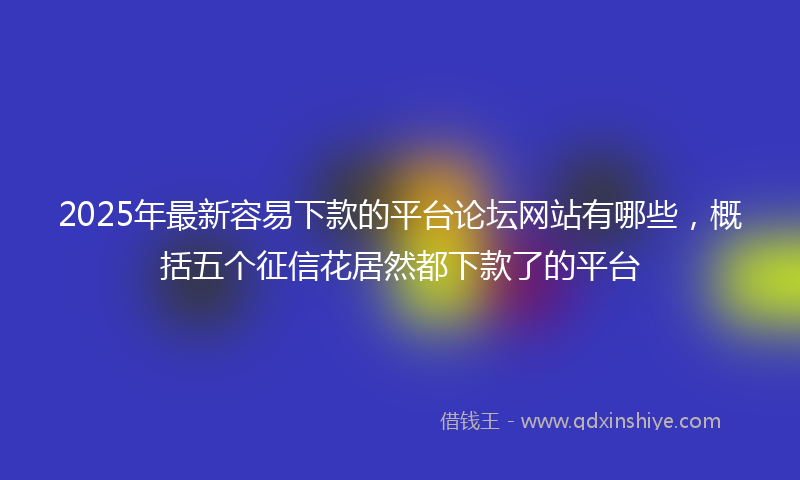 2025年最新容易下款的平台论坛网站有哪些，概括五个征信花居然都下款了的平台