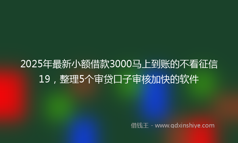 2025年最新小额借款3000马上到账的不看征信19，整理5个审贷口子审核加快的软件