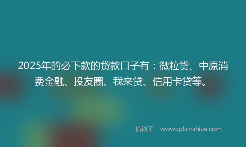 2025年的必下款的贷款口子有：微粒贷、中原消费金融、投友圈、我来贷、信用卡贷等。