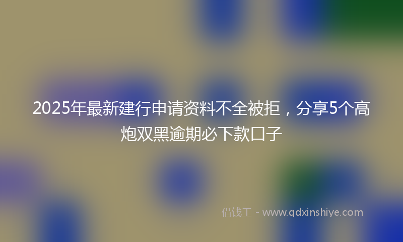 2025年最新建行申请资料不全被拒，分享5个高炮双黑逾期必下款口子