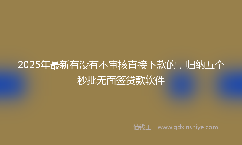 2025年最新有没有不审核直接下款的，归纳五个秒批无面签贷款软件