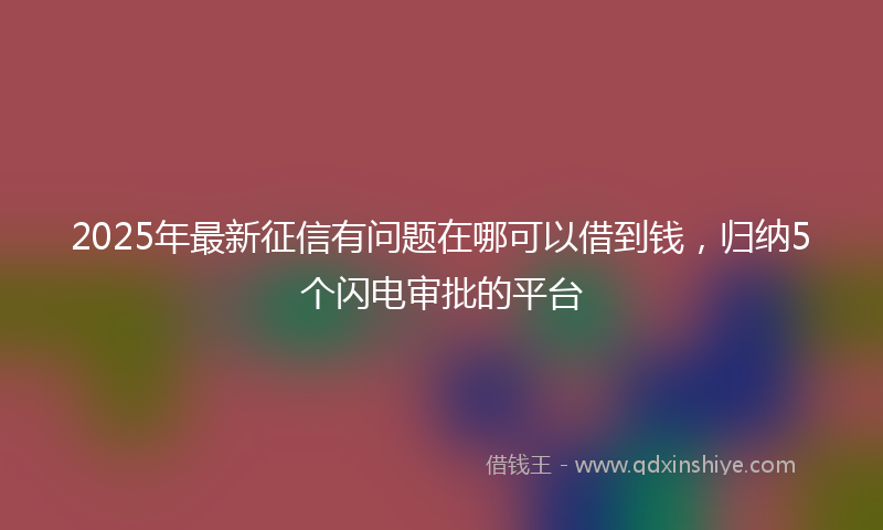 2025年最新征信有问题在哪可以借到钱，归纳5个闪电审批的平台