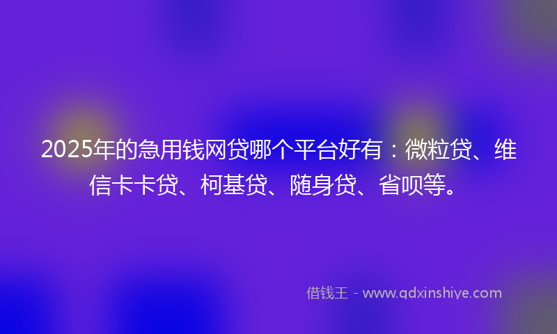 2025年的急用钱网贷哪个平台好有：微粒贷、维信卡卡贷、柯基贷、随身贷、省呗等。