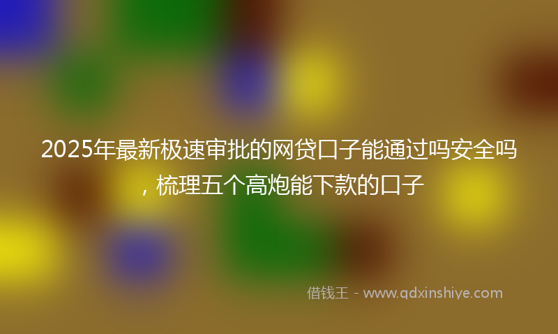 2025年最新极速审批的网贷口子能通过吗安全吗，梳理五个高炮能下款的口子