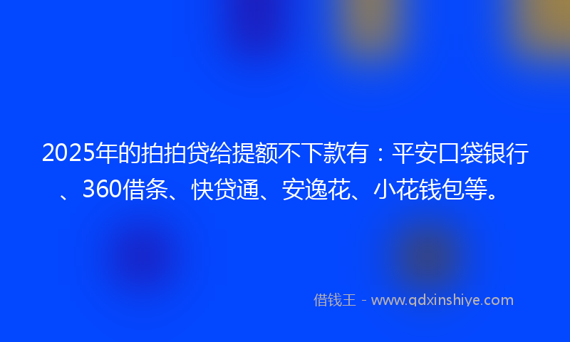 2025年的拍拍贷给提额不下款有：平安口袋银行、360借条、快贷通、安逸花、小花钱包等。