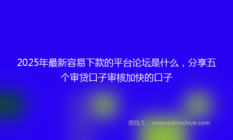2025年最新容易下款的平台论坛是什么，分享五个审贷口子审核加快的口子