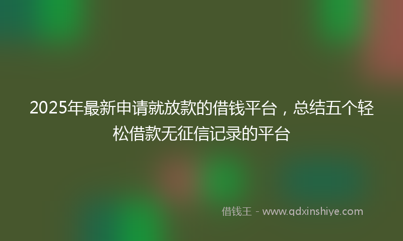 2025年最新申请就放款的借钱平台，总结五个轻松借款无征信记录的平台