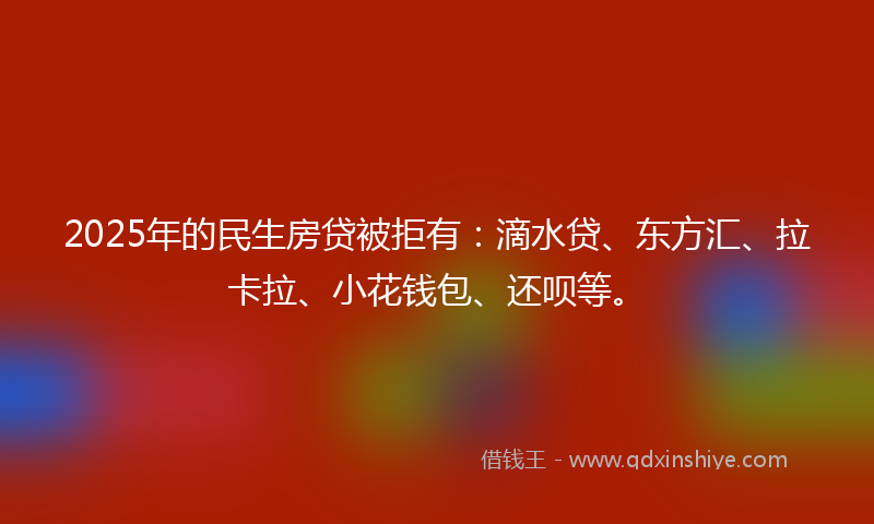 2025年的民生房贷被拒有：滴水贷、东方汇、拉卡拉、小花钱包、还呗等。