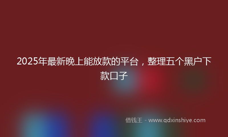 2025年最新晚上能放款的平台，整理五个黑户下款口子