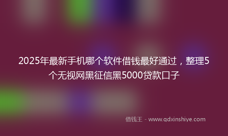 2025年最新手机哪个软件借钱最好通过，整理5个无视网黑征信黑5000贷款口子