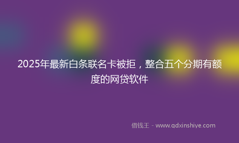 2025年最新白条联名卡被拒，整合五个分期有额度的网贷软件
