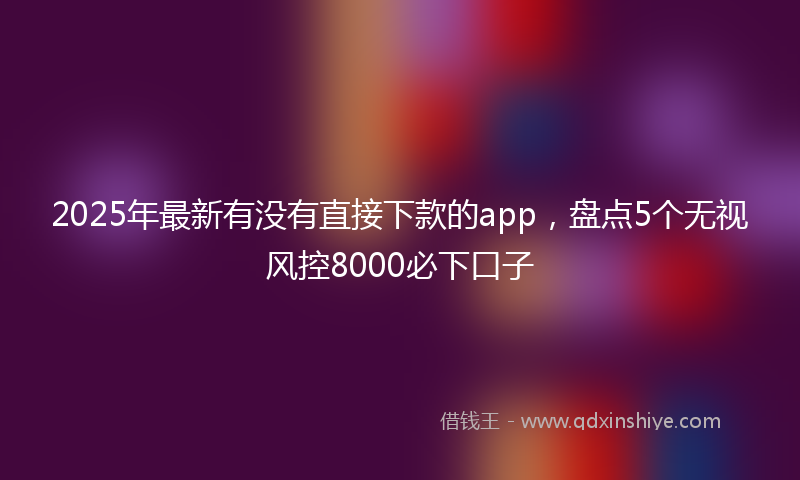 2025年最新有没有直接下款的app，盘点5个无视风控8000必下口子