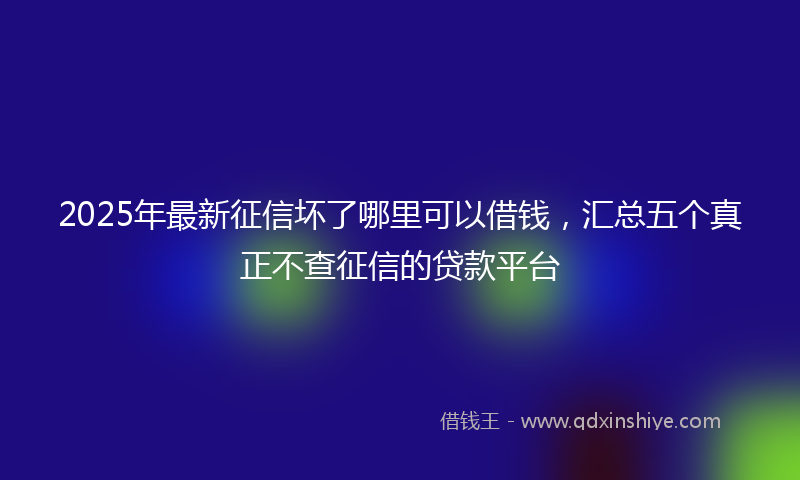 2025年最新征信坏了哪里可以借钱，汇总五个真正不查征信的贷款平台