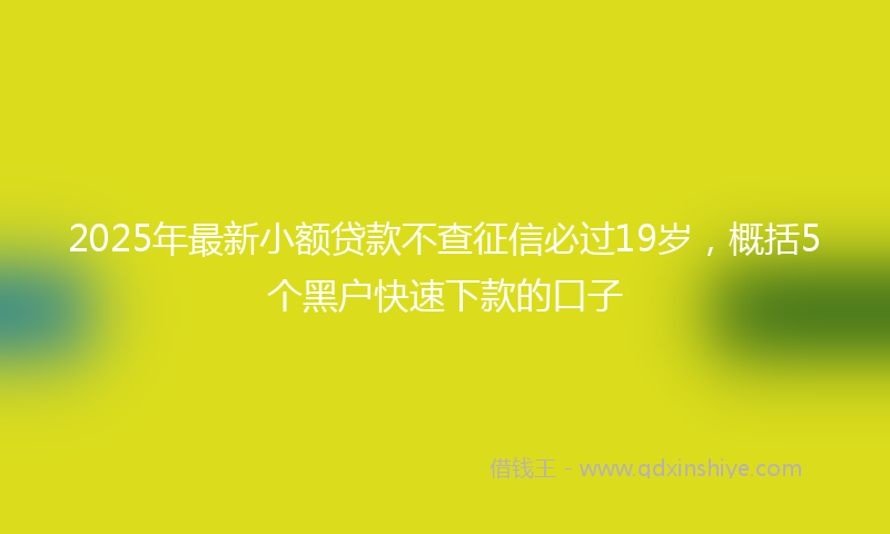 2025年最新小额贷款不查征信必过19岁，概括5个黑户快速下款的口子