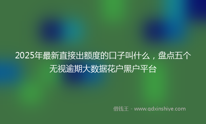 2025年最新直接出额度的口子叫什么，盘点五个无视逾期大数据花户黑户平台