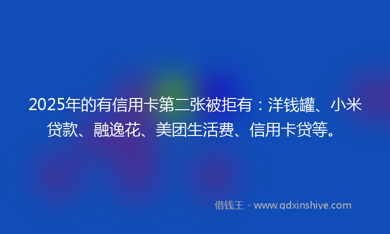 2025年的有信用卡第二张被拒有：洋钱罐、小米贷款、融逸花、美团生活费、信用卡贷等。